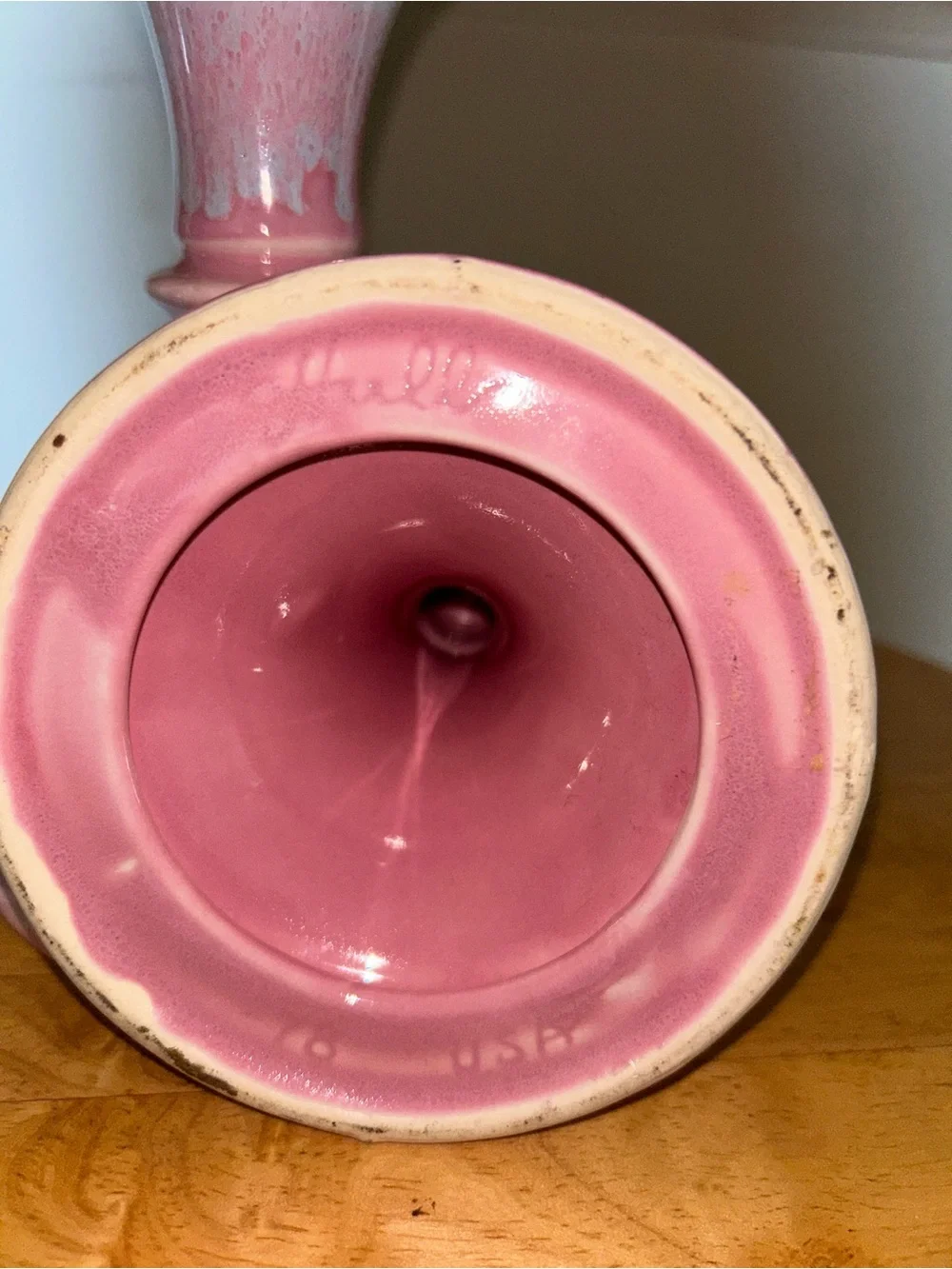 Vintage Hull Pottery Pink White Drip Glaze Candlesticks Holders 6.5”